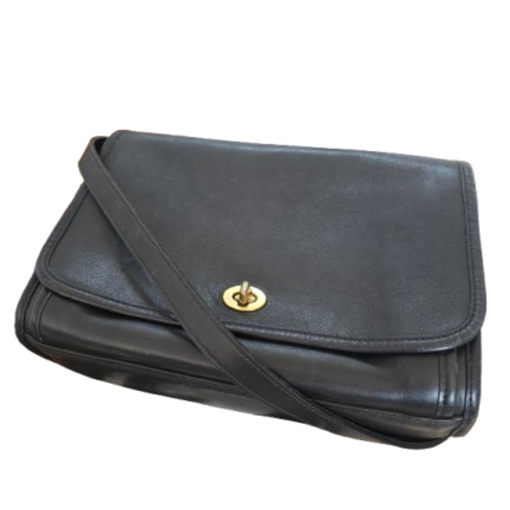 COACH Vintage Glove Tanned  Black Leather City Shoulder Bag Y2K EUC